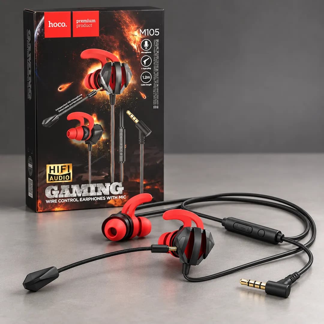 Hoco M105 Sharp, wired gaming earphones with mic Original Base